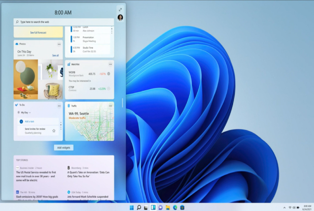 windows11のデスクトップ画面（Microsoftのイベント動画より抜粋）