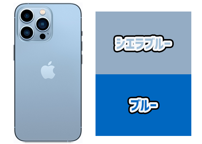iPhone13Proシリーズのシエラブルーとブルーの比較
