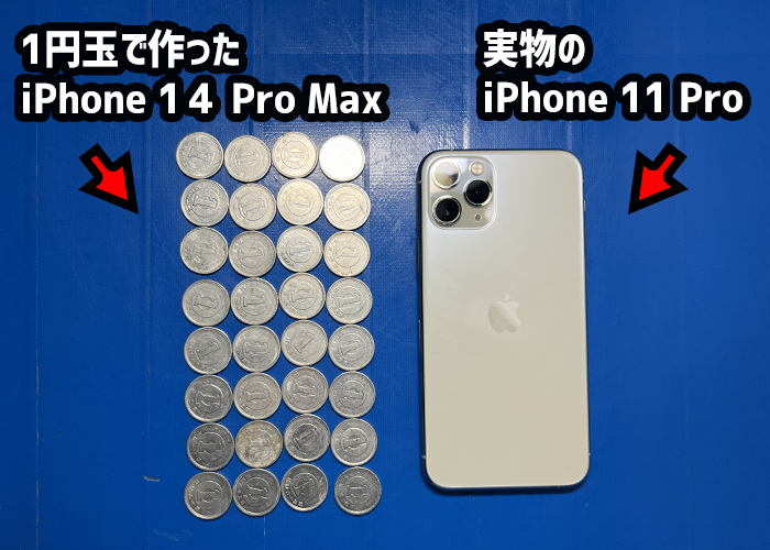１円玉で作ったiPhone14ProMax